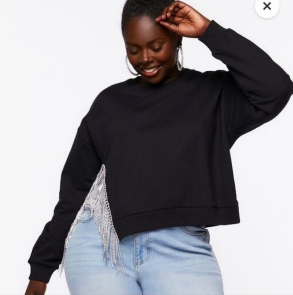 Nwt forever 21 rhinestone fringe sweater 3x